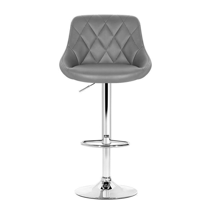 Four Bar Stools Leather Padded Gas Lift Grey -Home Living Store - -  