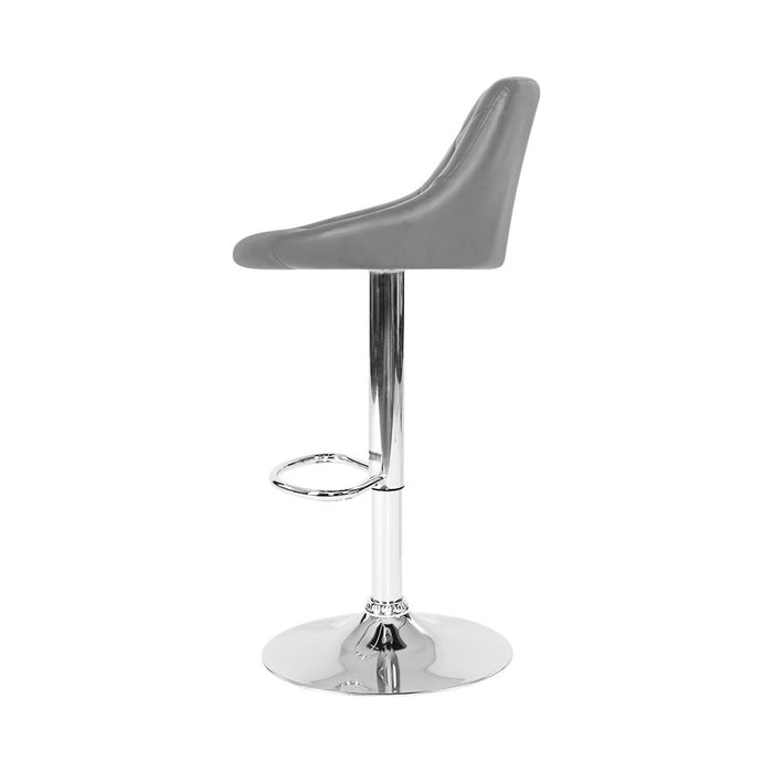 Four Bar Stools Leather Padded Gas Lift Grey -Home Living Store - -  