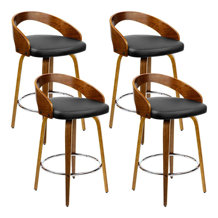 Four Bar Stools Swivel Seat Curving Backrest -Home Living Store - -  