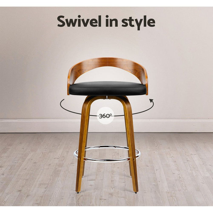 Four Bar Stools Swivel Seat Curving Backrest -Home Living Store - -  