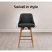 Four Bar Stools Swivel Seat Wooden Charcoal -Home Living Store - -  