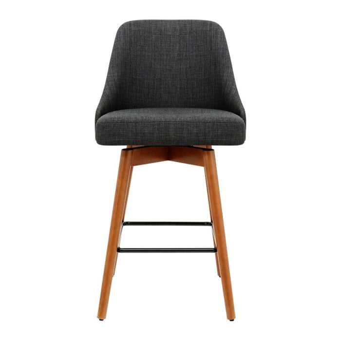 Four Bar Stools Swivel Seat Wooden Charcoal -Home Living Store - -  
