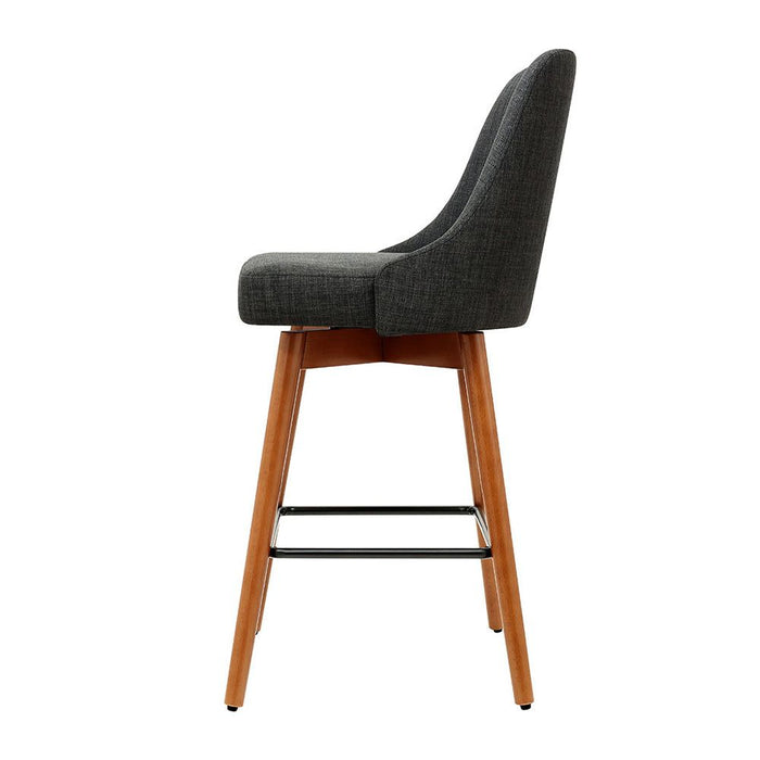 Four Bar Stools Swivel Seat Wooden Charcoal -Home Living Store - -  