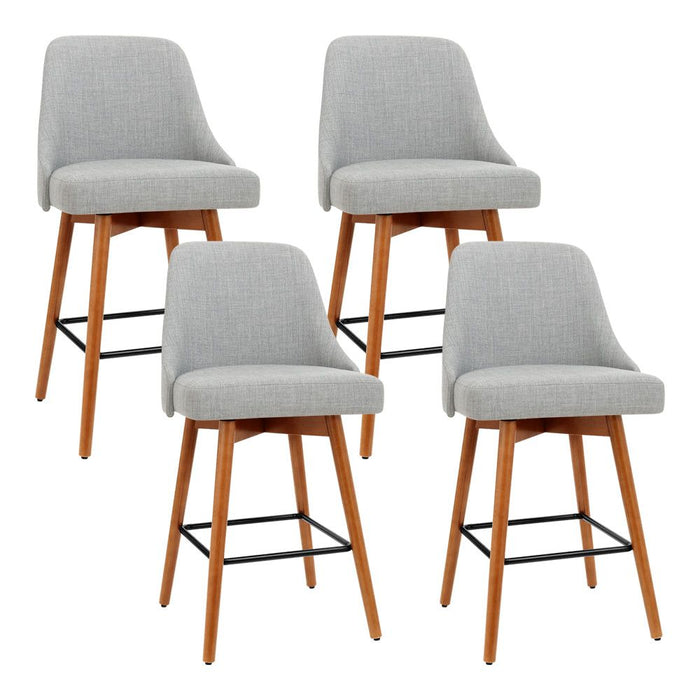 Four Bar Stools Swivel Seat Wooden Grey -Home Living Store - -  