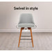 Four Bar Stools Swivel Seat Wooden Grey -Home Living Store - -  