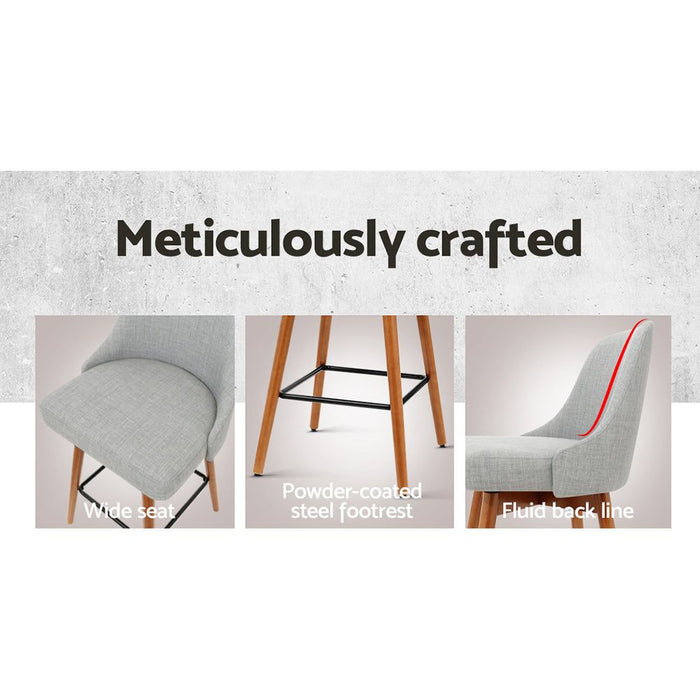Four Bar Stools Swivel Seat Wooden Grey -Home Living Store - -  