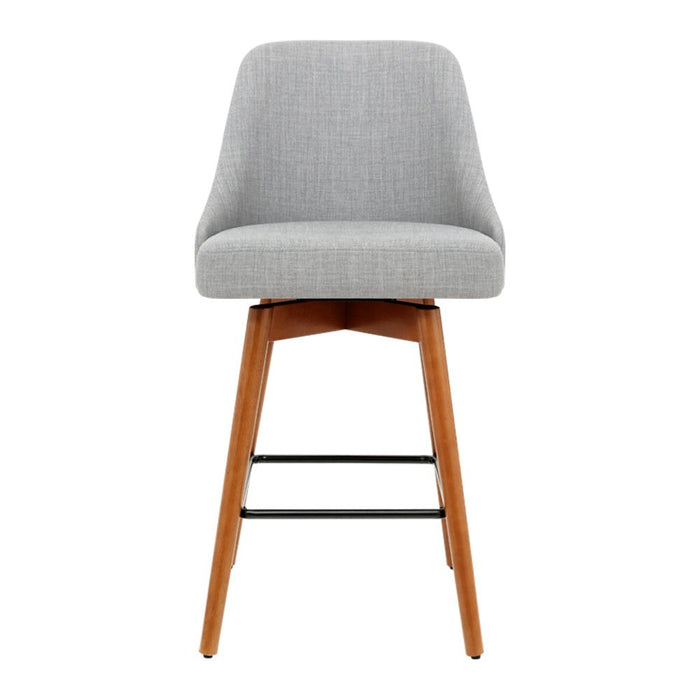 Four Bar Stools Swivel Seat Wooden Grey -Home Living Store - -  