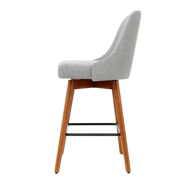 Four Bar Stools Swivel Seat Wooden Grey -Home Living Store - -  
