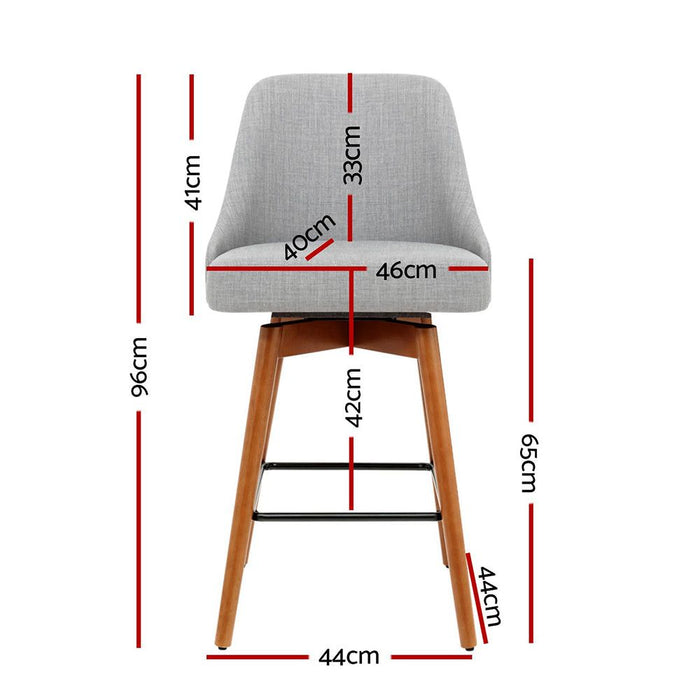 Four Bar Stools Swivel Seat Wooden Grey -Home Living Store - -  