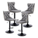 Four Height Adjustable Swivel Bar Stool Velvet Nail head Barstool with Footrest -Home Living Store - -  