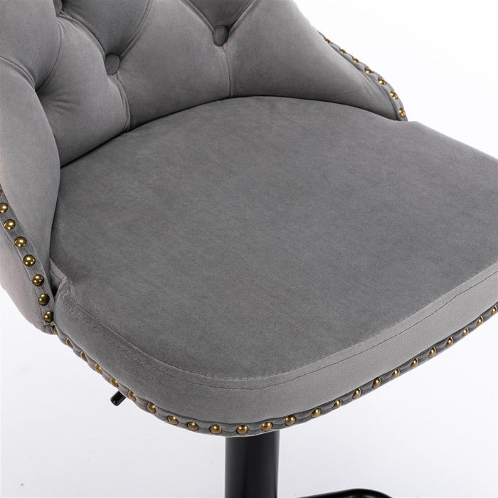 Four Height Adjustable Swivel Bar Stool Velvet Nail head Barstool with Footrest -Home Living Store - -  