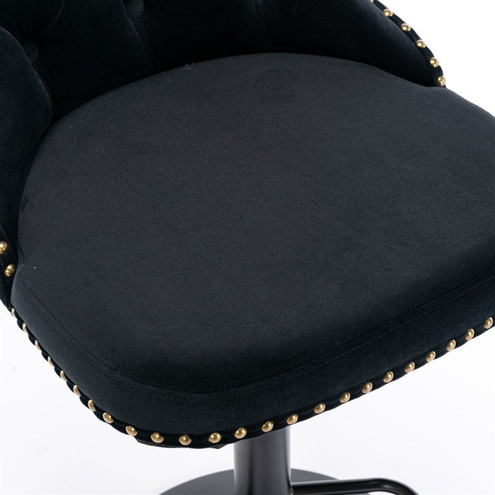 Four Height Adjustable Swivel Bar Stool Velvet Nail head Barstool with Footrest -Home Living Store - -  