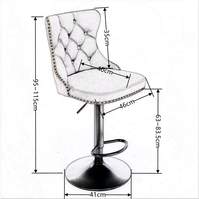 Four Height Adjustable Swivel Bar Stool Velvet Nail head Barstool with Footrest -Home Living Store - -  