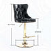 Four Height Adjustable Swivel Bar Stool Velvet Studs Barstool with Footrest and Golden Base- Grey -Home Living Store - -  