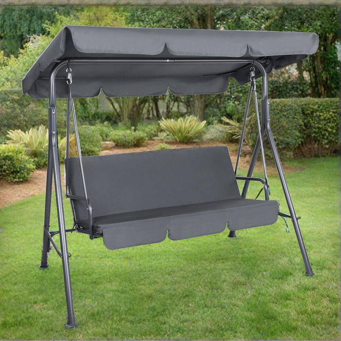 Gardeon Outdoor Swing Chair Garden Bench Furniture Canopy 3 Seater Grey