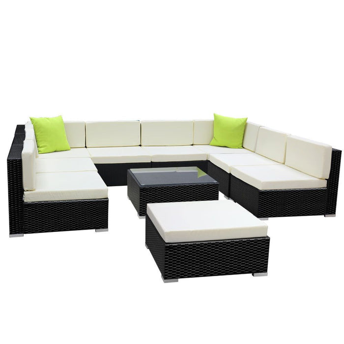 Gardeon 10PC Outdoor Furniture Sofa Set Wicker Garden Patio Lounge -Home Living Store - -  