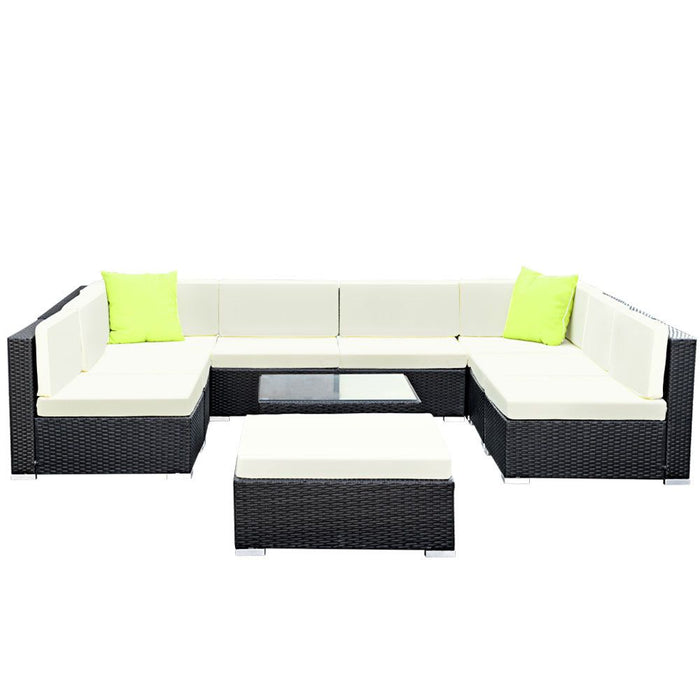 Gardeon 10PC Outdoor Furniture Sofa Set Wicker Garden Patio Lounge -Home Living Store - -  
