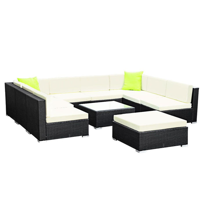 Gardeon 10PC Outdoor Furniture Sofa Set Wicker Garden Patio Lounge -Home Living Store - -  