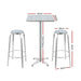 Gardeon 3-Piece Outdoor Bar Set Bistro Table Stools Adjustable Square Cafe -Home Living Store - -  