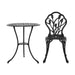 Gardeon 3PC Outdoor Setting Cast Aluminium Bistro Table Chair Patio Black -Home Living Store - -  