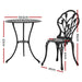 Gardeon 3PC Outdoor Setting Cast Aluminium Bistro Table Chair Patio Black -Home Living Store - -  