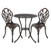 Gardeon 3PC Outdoor Setting Cast Aluminium Bistro Table Chair Patio Bronze -Home Living Store - -  