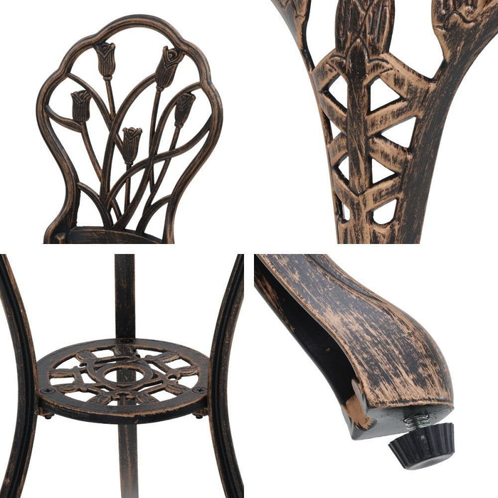 Gardeon 3PC Outdoor Setting Cast Aluminium Bistro Table Chair Patio Bronze -Home Living Store - -  
