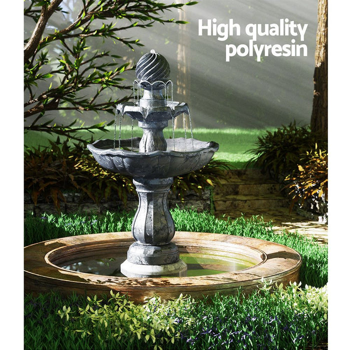 Gardeon 3 Tier Solar Powered Water Fountain - Black -Home Living Store - -  