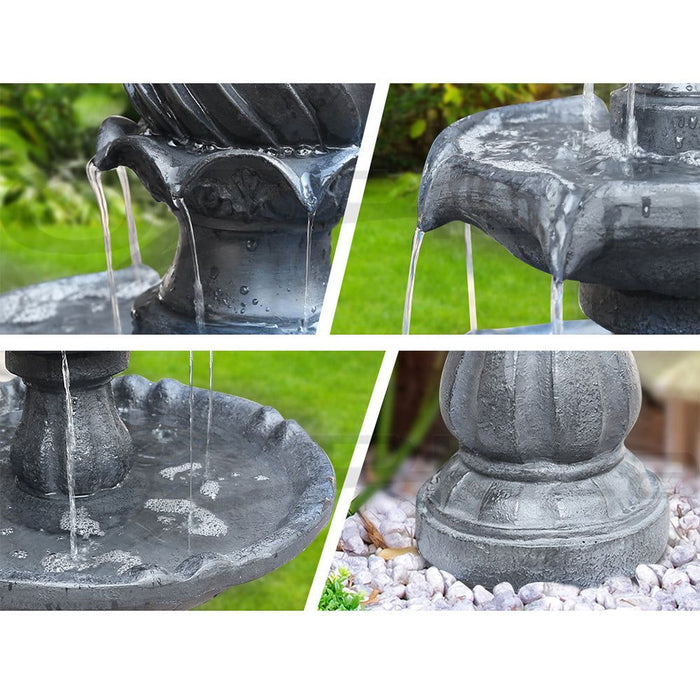 Gardeon 3 Tier Solar Powered Water Fountain - Black -Home Living Store - -  