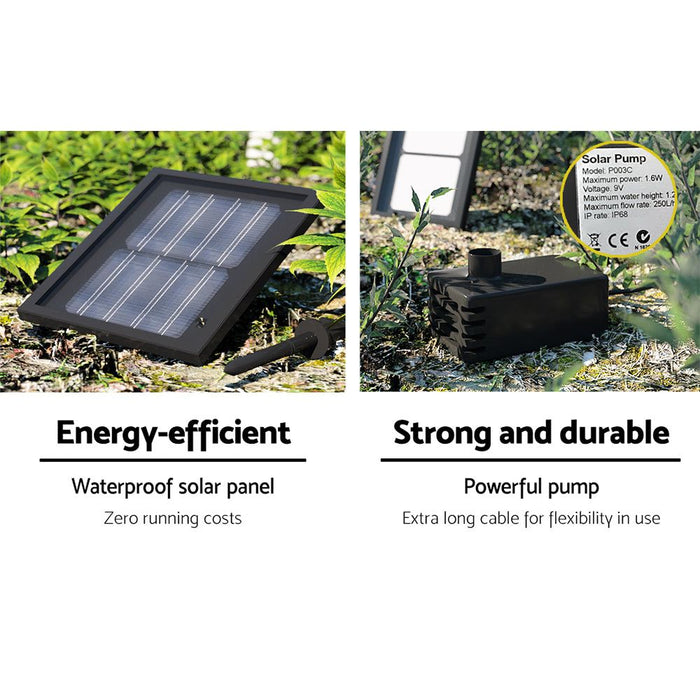 Gardeon 3 Tier Solar Powered Water Fountain - Black -Home Living Store - -  