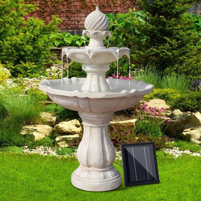 Gardeon 3 Tier Solar Powered Water Fountain - Ivory -Home Living Store - -  