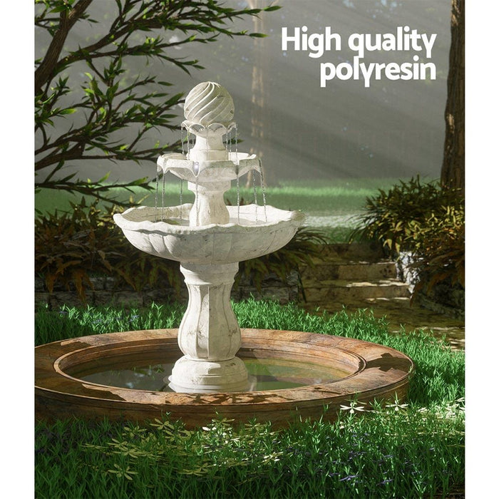 Gardeon 3 Tier Solar Powered Water Fountain - Ivory -Home Living Store - -  