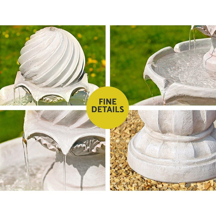 Gardeon 3 Tier Solar Powered Water Fountain - Ivory -Home Living Store - -  