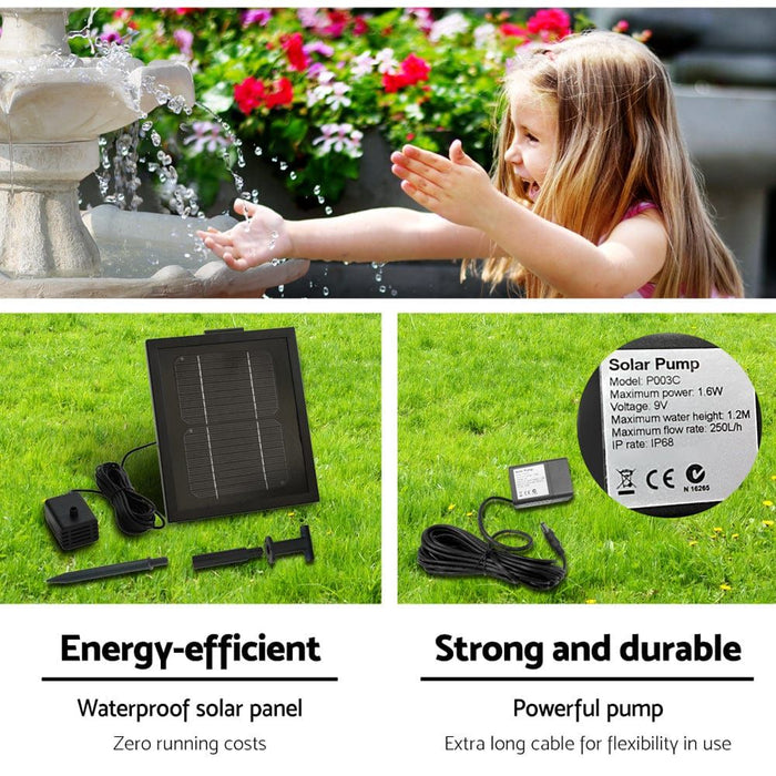 Gardeon 3 Tier Solar Powered Water Fountain - Ivory -Home Living Store - -  