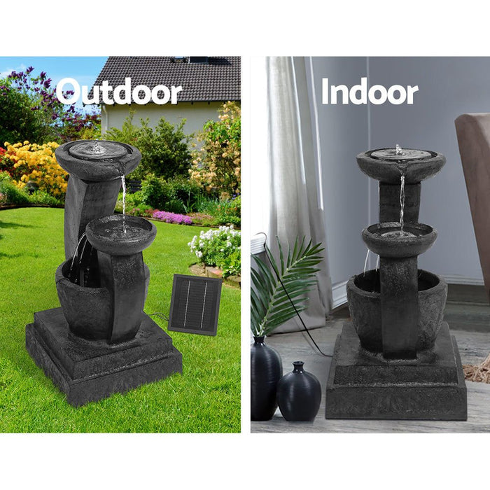 Gardeon 3 Tier Solar Powered Water Fountain with Light - Blue -Home Living Store - -  
