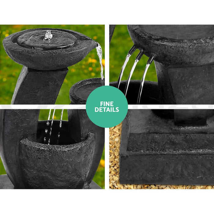 Gardeon 3 Tier Solar Powered Water Fountain with Light - Blue -Home Living Store - -  