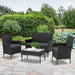 Gardeon 4-piece Outdoor Lounge Setting Wicker Patio Furniture Dining Set Black -Home Living Store - -  
