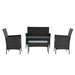 Gardeon 4-piece Outdoor Lounge Setting Wicker Patio Furniture Dining Set Black -Home Living Store - -  