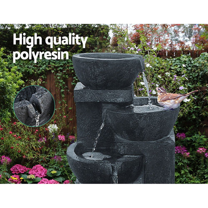 Gardeon 4 Tier Solar Powered Water Fountain with Light - Blue -Home Living Store - -  