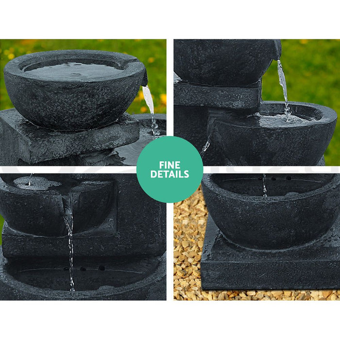 Gardeon 4 Tier Solar Powered Water Fountain with Light - Blue -Home Living Store - -  