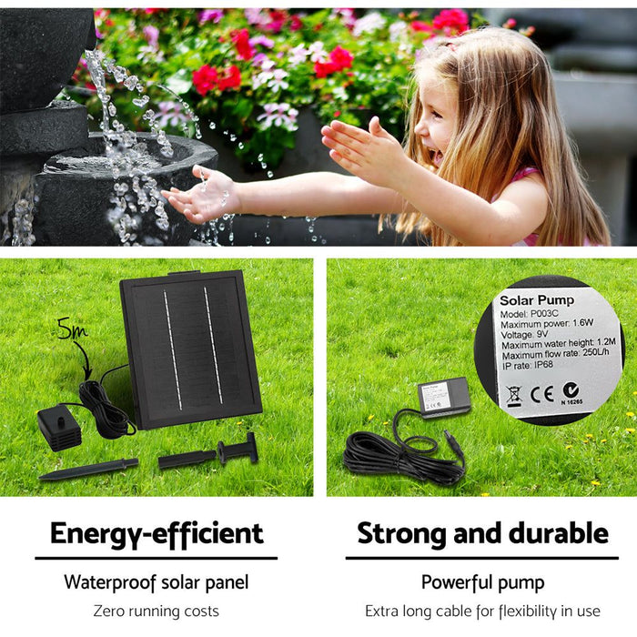Gardeon 4 Tier Solar Powered Water Fountain with Light - Blue -Home Living Store - -  