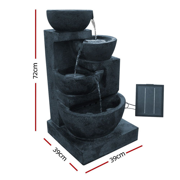 Gardeon 4 Tier Solar Powered Water Fountain with Light - Blue -Home Living Store - -  