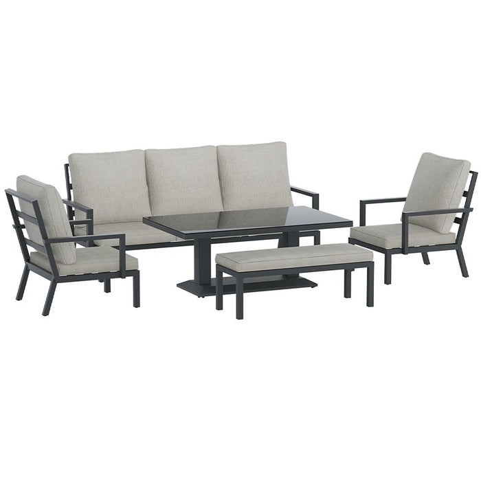 Gardeon 5PCS Outdoor Furniture Setting Table Chair Set Aluminium Sofa 7-Seater -Home Living Store - -  