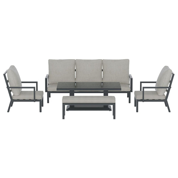 Gardeon 5PCS Outdoor Furniture Setting Table Chair Set Aluminium Sofa 7-Seater -Home Living Store - -  