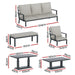 Gardeon 5PCS Outdoor Furniture Setting Table Chair Set Aluminium Sofa 7-Seater -Home Living Store - -  