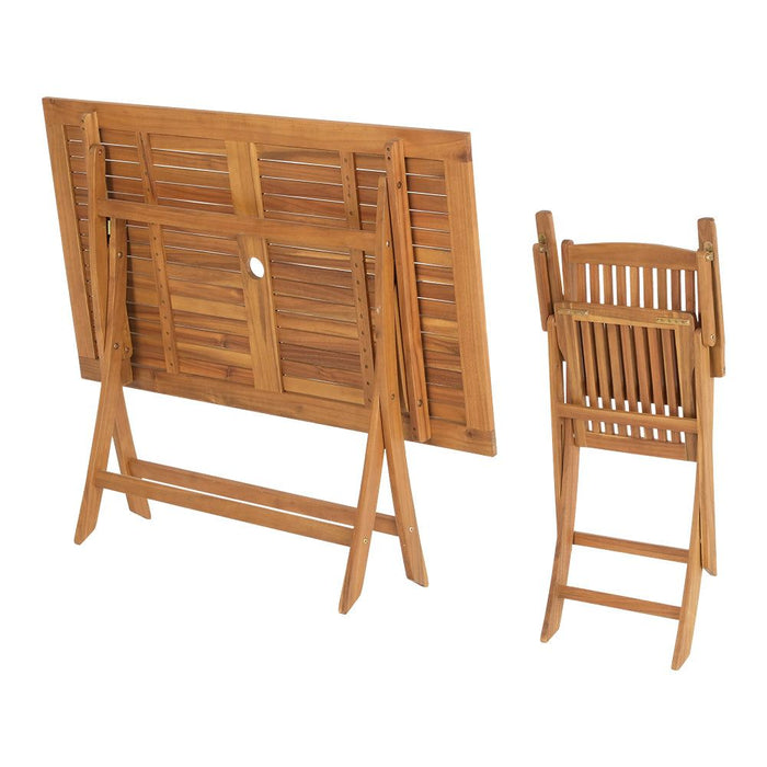 Gardeon 7PCS Outdoor Dining Set Garden Chairs Table Patio Foldable 6 Seater Wood -Home Living Store - -  