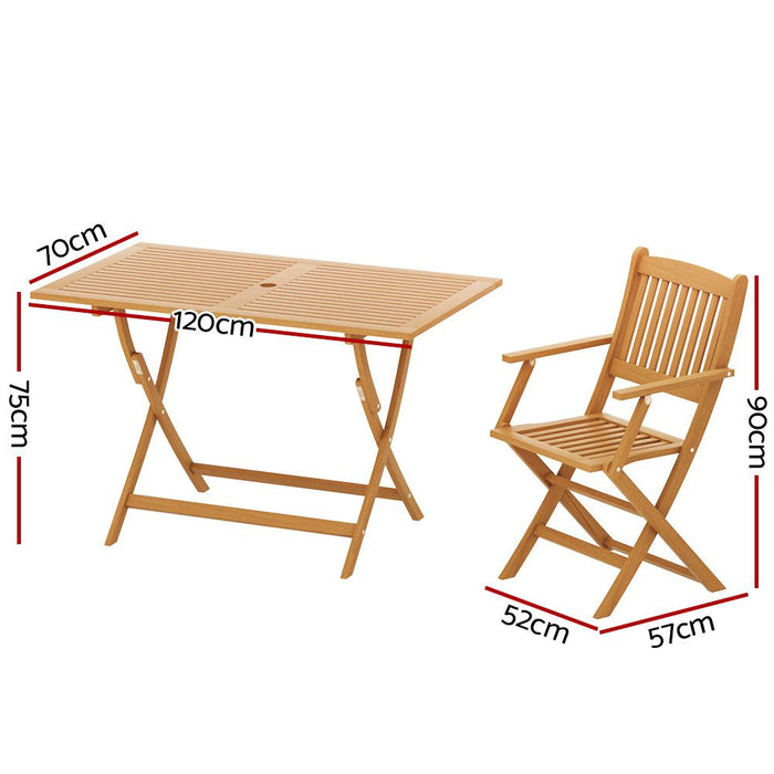 Gardeon 7PCS Outdoor Dining Set Garden Chairs Table Patio Foldable 6 Seater Wood -Home Living Store - -  
