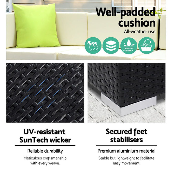 Gardeon 7PC Sofa Set with Storage Cover Outdoor Furniture Wicker -Home Living Store - -  