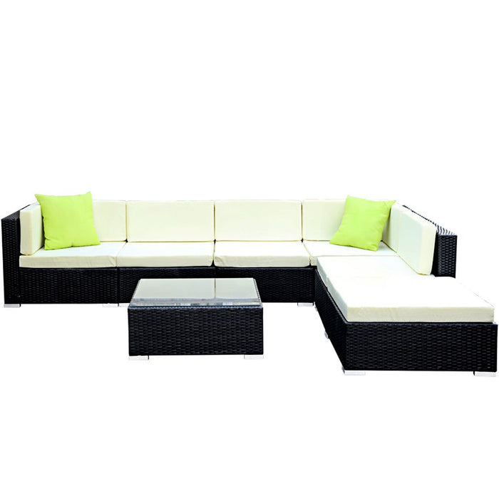 Gardeon 7PC Sofa Set with Storage Cover Outdoor Furniture Wicker -Home Living Store - -  