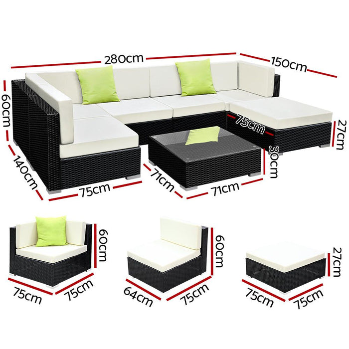 Gardeon 7PC Sofa Set with Storage Cover Outdoor Furniture Wicker -Home Living Store - -  